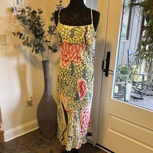 Anthropologie Floral Spaghetti Strap Maxi Dress